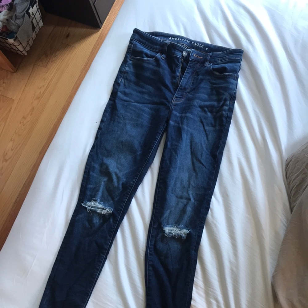 American Eagle dark wash high rise skinny jeans